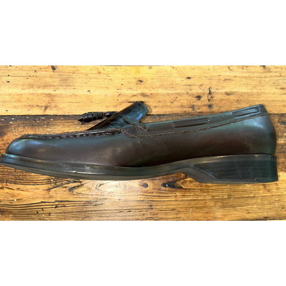 Etienne Aigner Gotham Brown Embossed Penny Loafer Womens Shoes Flats Tassel 8.5M - Picture 9 of 14